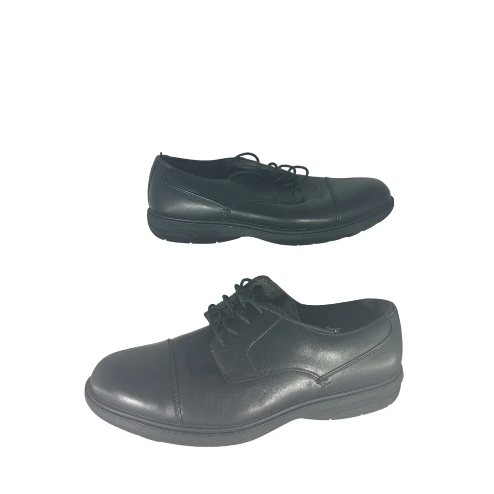 Nunn Bush Cap Toe Oxford 9M Black Leather Comfort Gel Memory Foam Dress Shoes